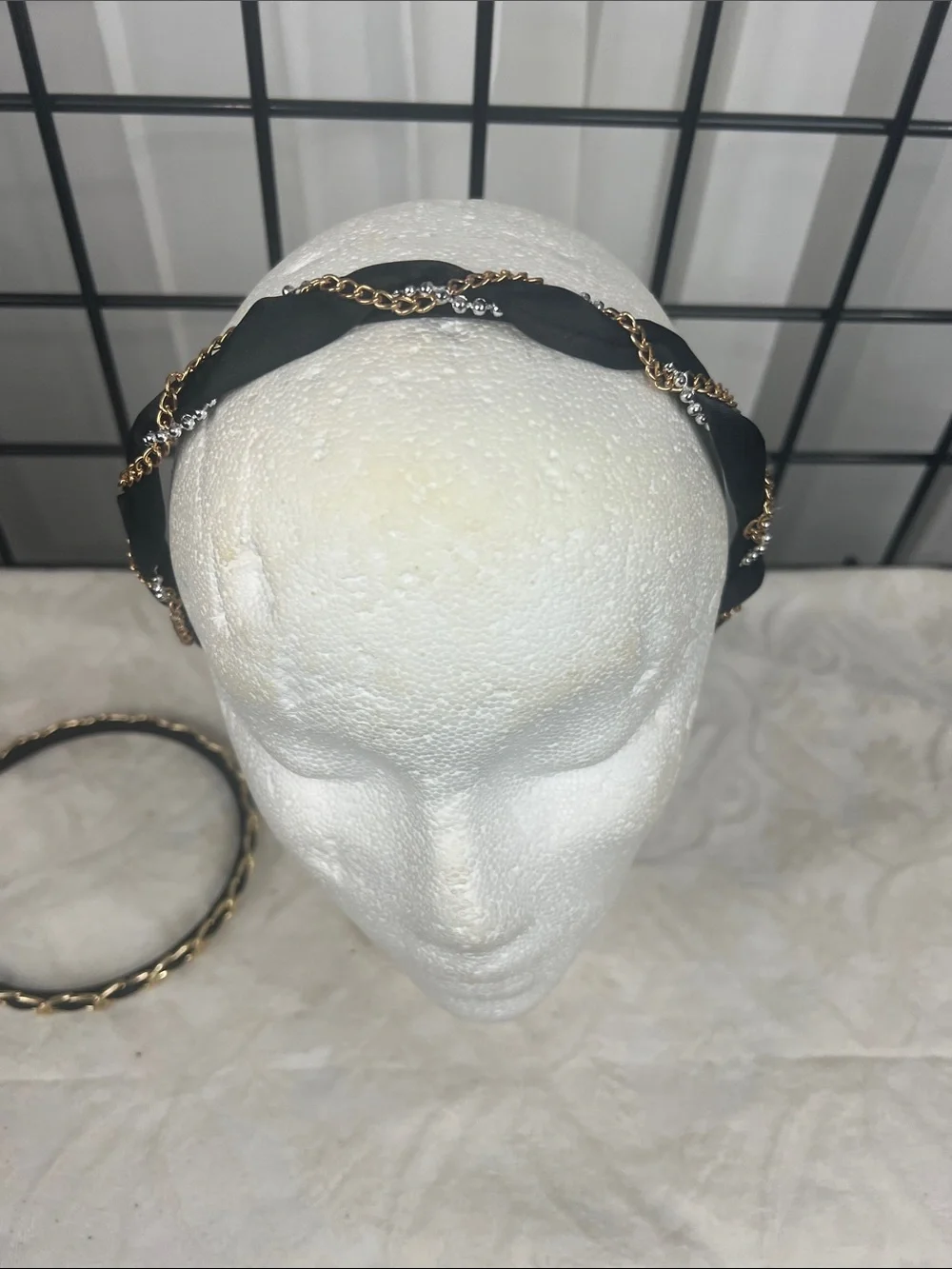 Gold/Silver Chain Black Satin ribbon- Women Accessories Headband (2)